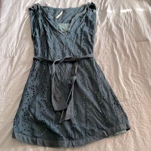 Free People Deep Green Blue Eyelet Sleeveless Tunic with Slip Size XS